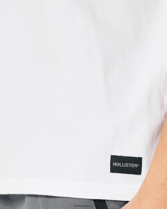 educación física Hollister camiseta holgada con bolsillos blanco 086N62932 hombres tapas