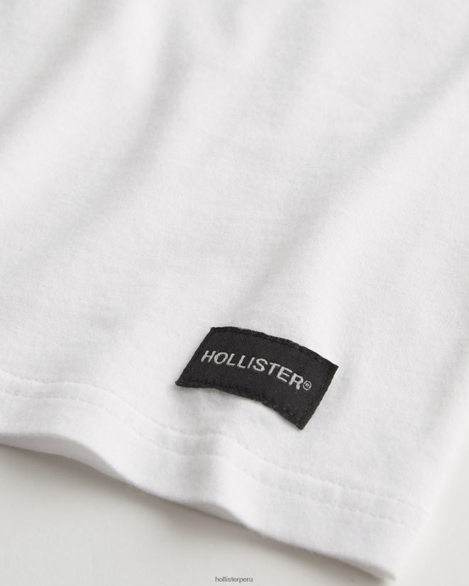 educación física Hollister camiseta holgada con bolsillos blanco 086N62932 hombres tapas