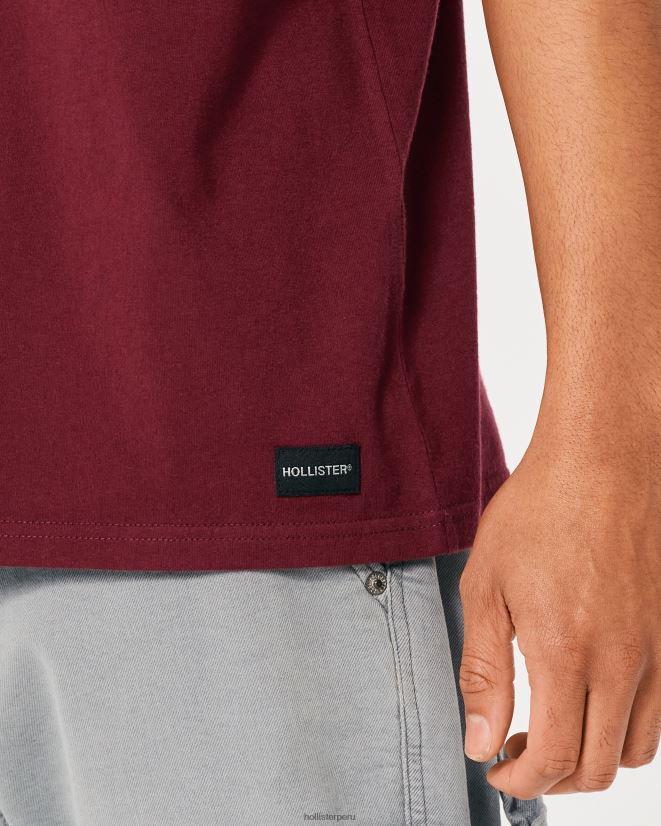 educación física Hollister camiseta holgada con bolsillos borgoña 086N62912 hombres tapas