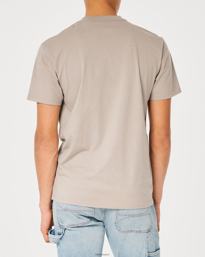 educación física Hollister camiseta holgada con bolsillos marrón claro 086N62873 hombres tapas