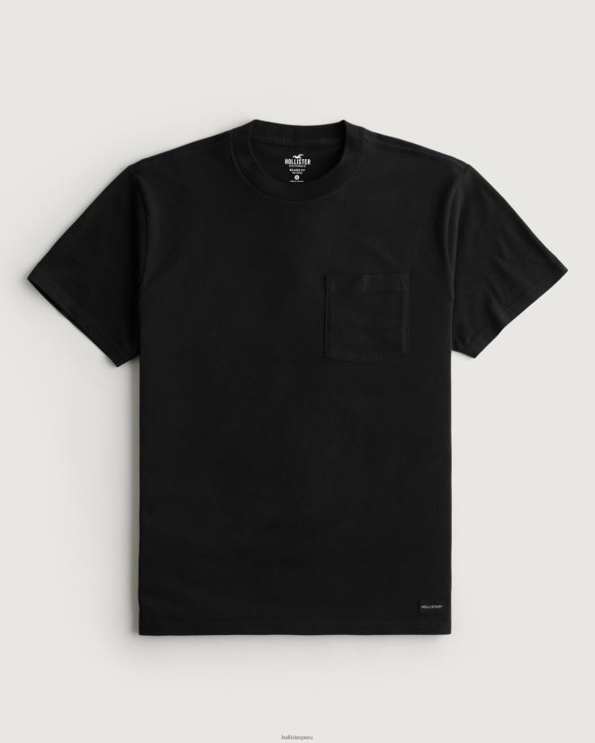 educación física Hollister camiseta holgada con bolsillos negro 086N62914 hombres tapas