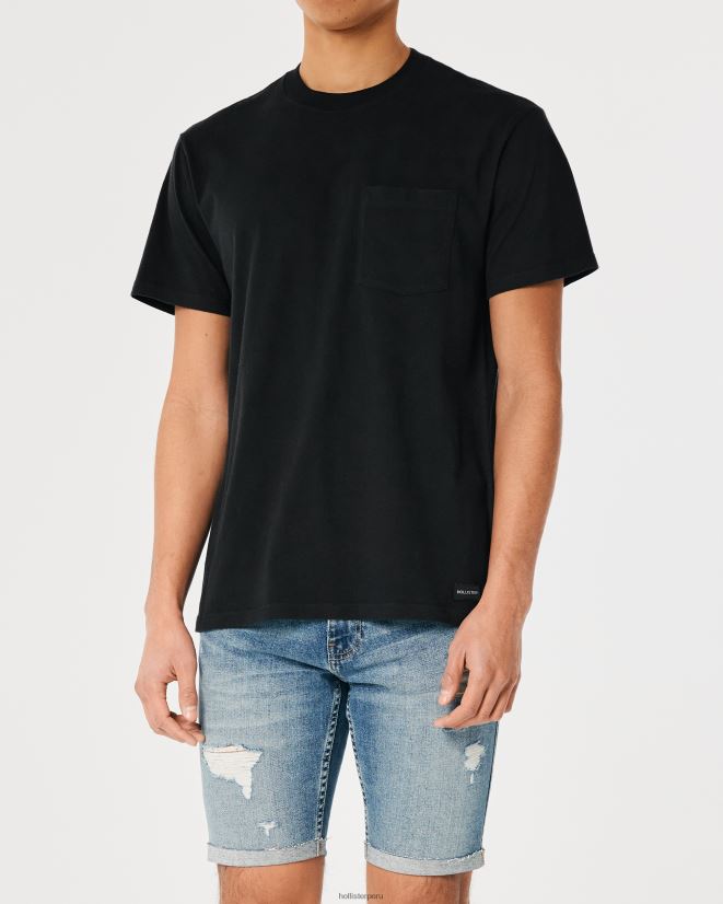 educación física Hollister camiseta holgada con bolsillos negro 086N62914 hombres tapas