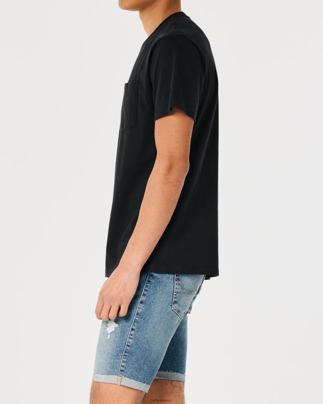 educación física Hollister camiseta holgada con bolsillos negro 086N62914 hombres tapas