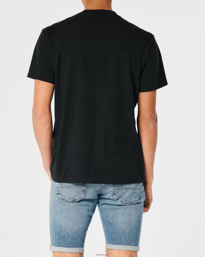 educación física Hollister camiseta holgada con bolsillos negro 086N62914 hombres tapas