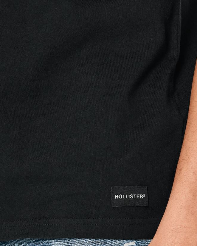 educación física Hollister camiseta holgada con bolsillos negro 086N62914 hombres tapas
