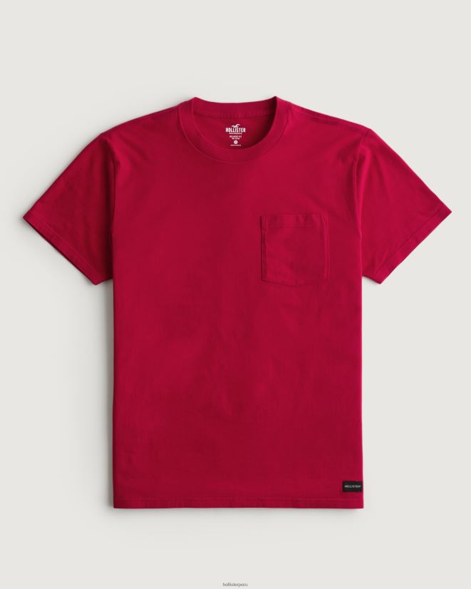 educación física Hollister camiseta holgada con bolsillos rojo 086N621048 hombres tapas