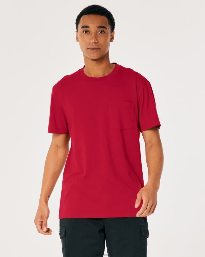 educación física Hollister camiseta holgada con bolsillos rojo 086N621048 hombres tapas