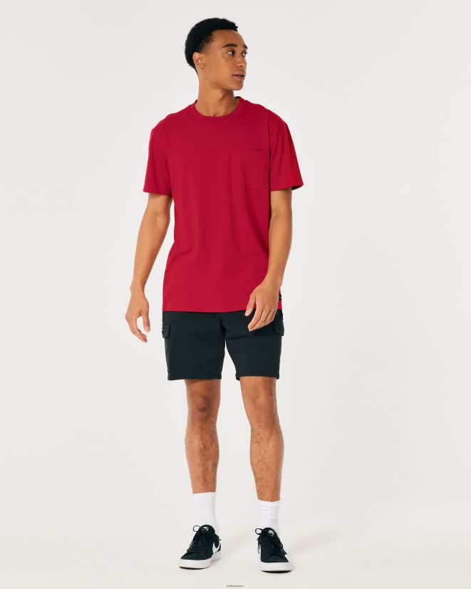educación física Hollister camiseta holgada con bolsillos rojo 086N621048 hombres tapas