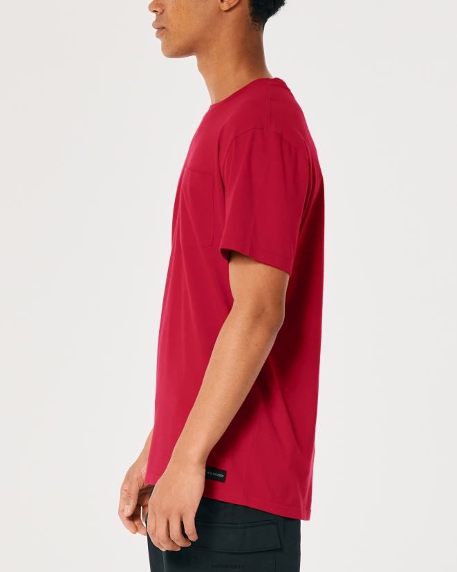 educación física Hollister camiseta holgada con bolsillos rojo 086N621048 hombres tapas