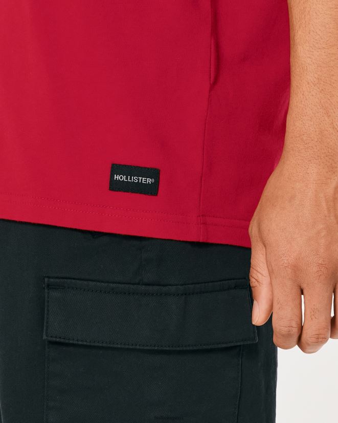 educación física Hollister camiseta holgada con bolsillos rojo 086N621048 hombres tapas