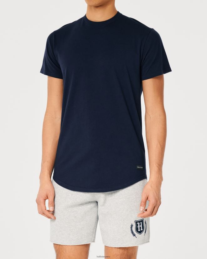 educación física Hollister camiseta larga de algodón Armada 086N62857 hombres tapas