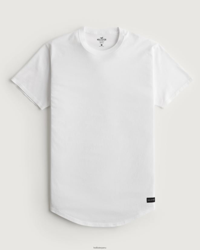 educación física Hollister camiseta larga de algodón blanco 086N62820 hombres tapas
