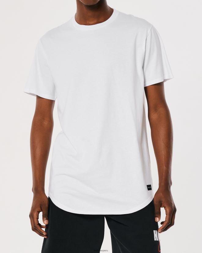 educación física Hollister camiseta larga de algodón blanco 086N62820 hombres tapas