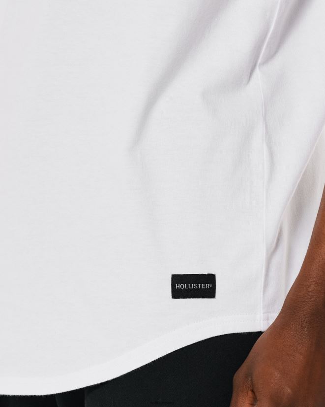 educación física Hollister camiseta larga de algodón blanco 086N62820 hombres tapas