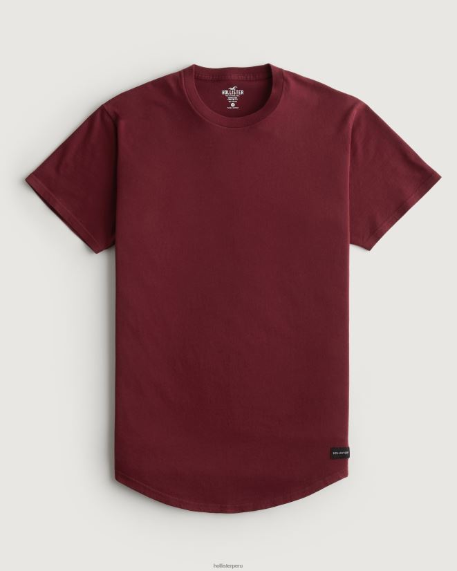 educación física Hollister camiseta larga de algodón borgoña 086N62949 hombres tapas