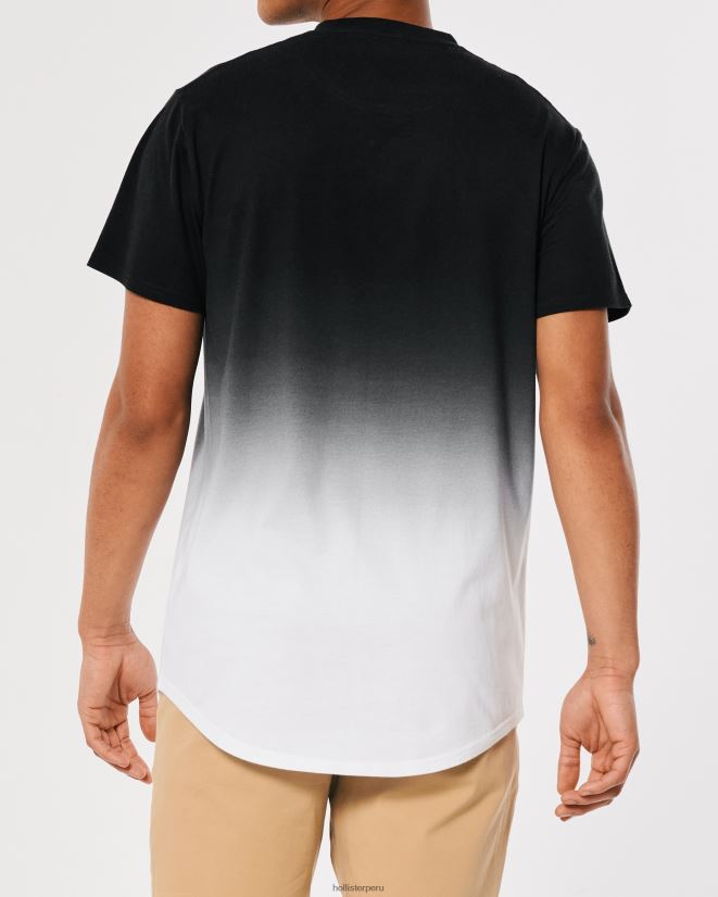 educación física Hollister camiseta larga de algodón degradado sombreado de negro a blanco 086N621052 hombres tapas