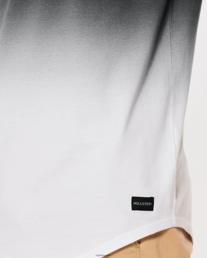 educación física Hollister camiseta larga de algodón degradado sombreado de negro a blanco 086N621052 hombres tapas