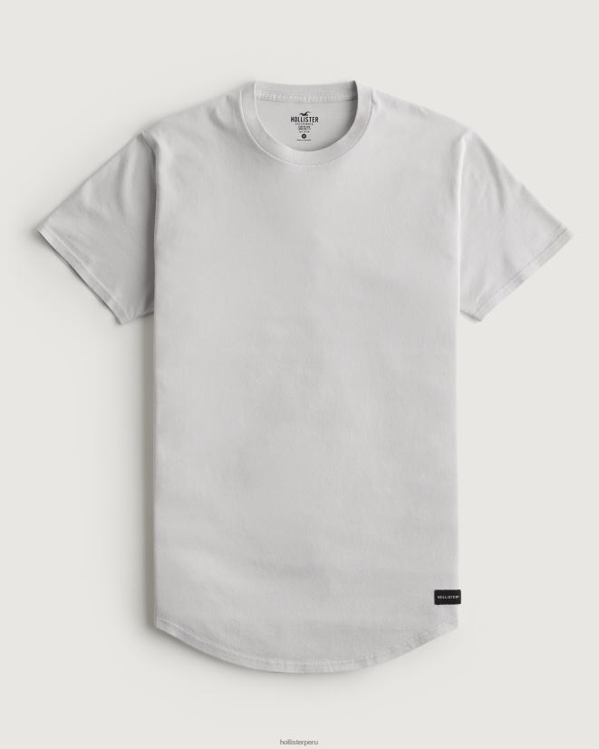 educación física Hollister camiseta larga de algodón gris claro 086N621035 hombres tapas