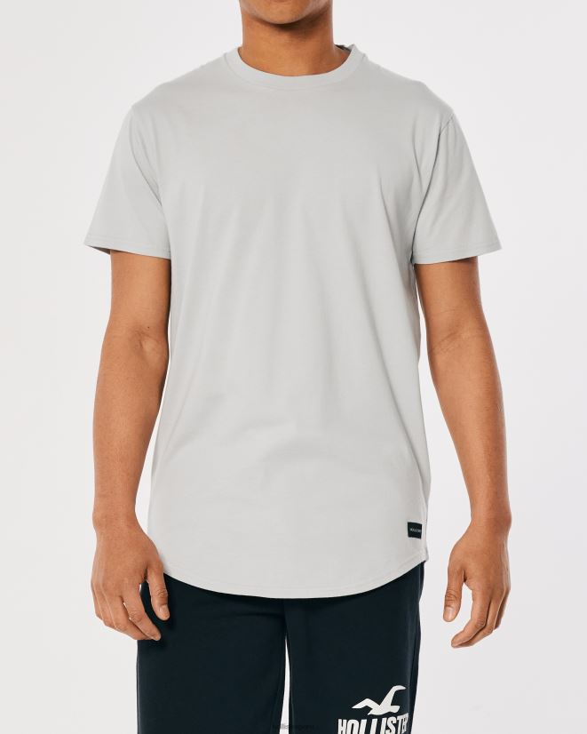 educación física Hollister camiseta larga de algodón gris claro 086N621035 hombres tapas