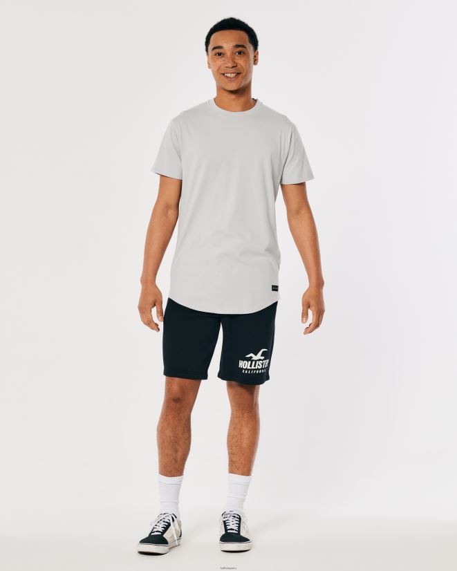 educación física Hollister camiseta larga de algodón gris claro 086N621035 hombres tapas