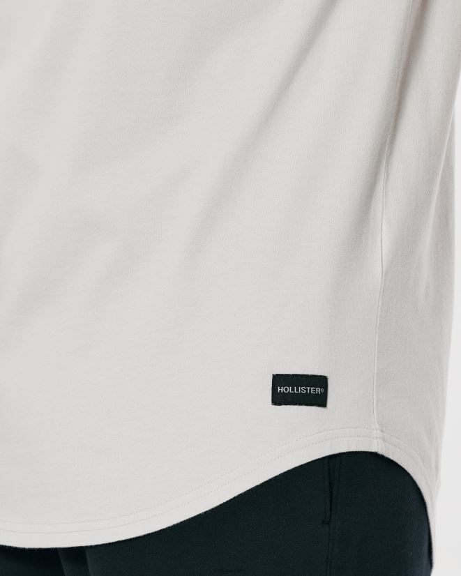 educación física Hollister camiseta larga de algodón gris claro 086N621035 hombres tapas