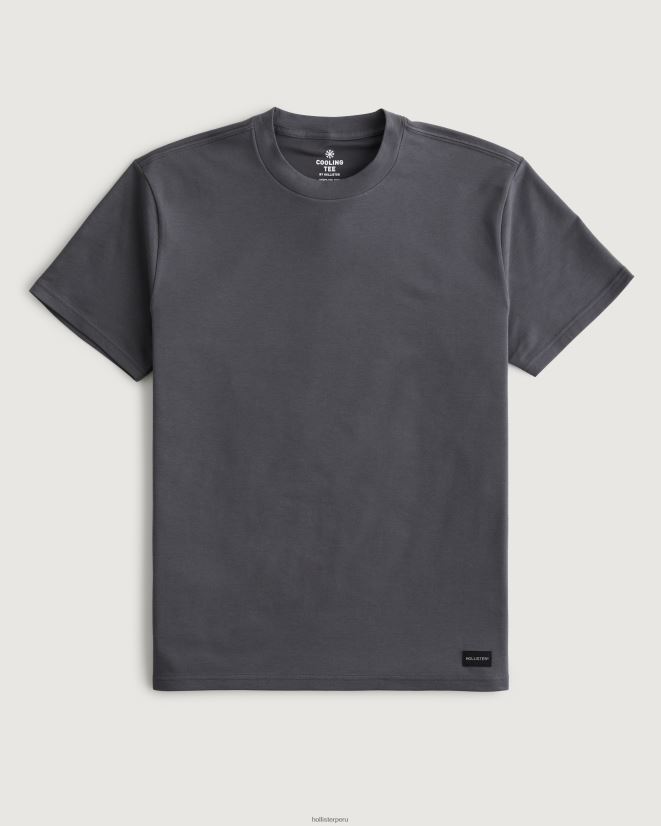 educación física Hollister camiseta refrescante relajada gris oscuro 086N62838 hombres tapas