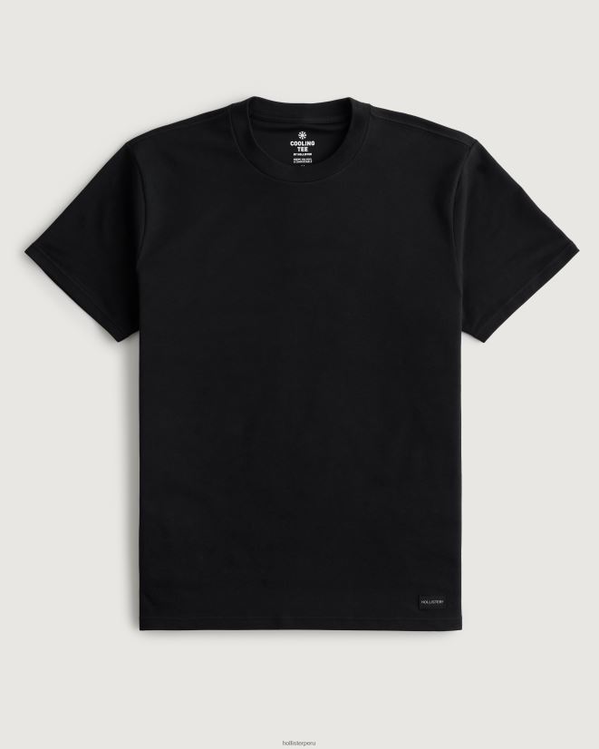 educación física Hollister camiseta refrescante relajada negro 086N62860 hombres tapas