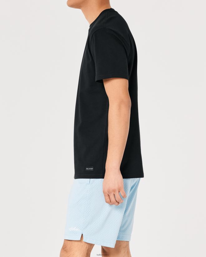 educación física Hollister camiseta refrescante relajada negro 086N62860 hombres tapas