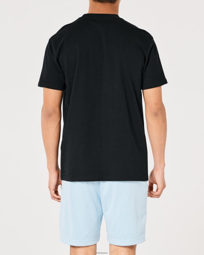 educación física Hollister camiseta refrescante relajada negro 086N62860 hombres tapas