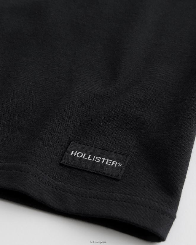 educación física Hollister camiseta refrescante relajada negro 086N62860 hombres tapas