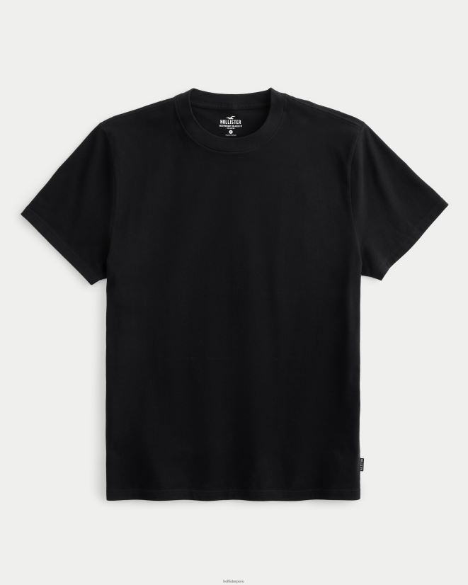 educación física Hollister camiseta relajada de peso pesado negro 086N62960 hombres tapas