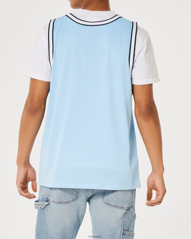 educación física Hollister camiseta sin mangas de malla holgada con logo azul claro 086N621077 hombres tapas