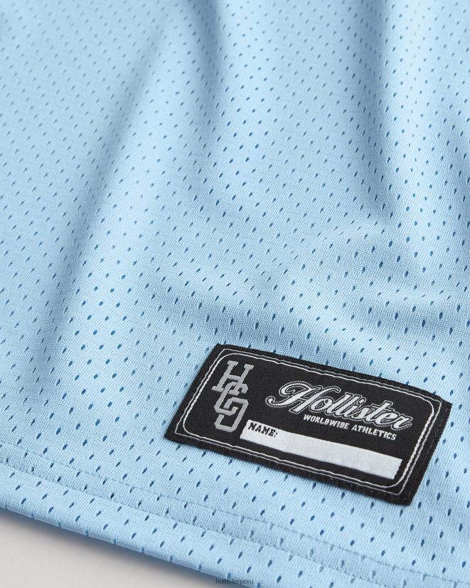 educación física Hollister camiseta sin mangas de malla holgada con logo azul claro 086N621077 hombres tapas