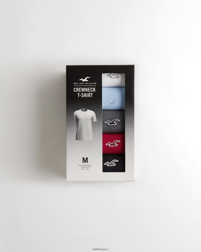 educación física Hollister pack de 5 camisetas con cuello redondo tripulación multi 5 086N62819 hombres tapas