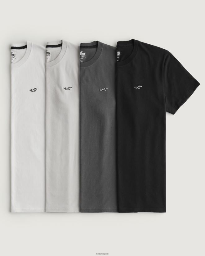 educación física Hollister paquete de 4 camisetas con cuello redondo y logo icónico icono de logotipo múltiple 4 086N621091 hombres tapas