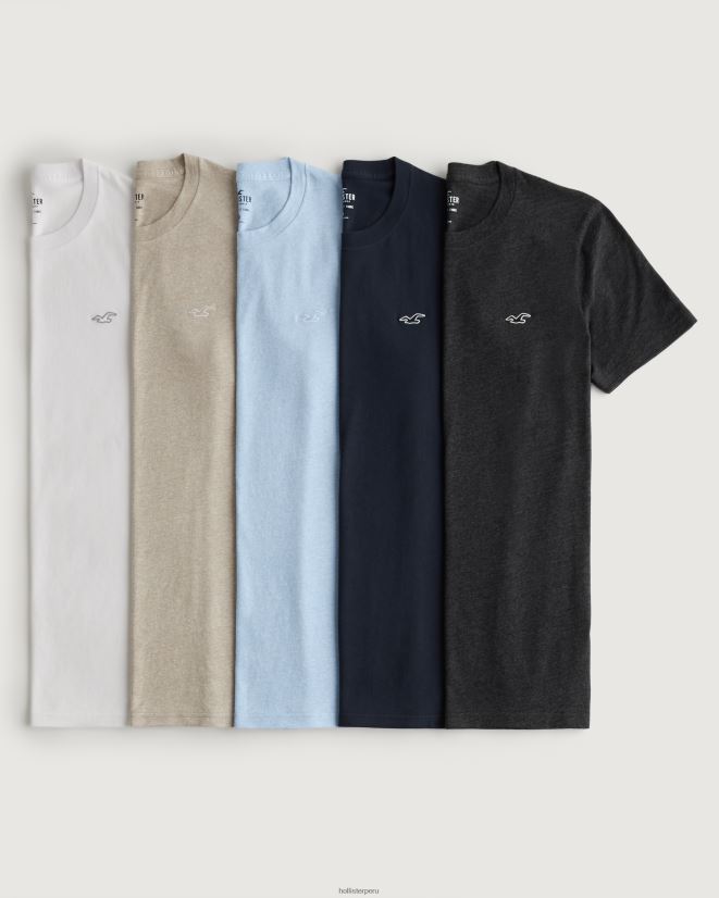 educación física Hollister paquete de 5 camisetas de corte muscular con ícono del logo multi 086N62822 hombres tapas