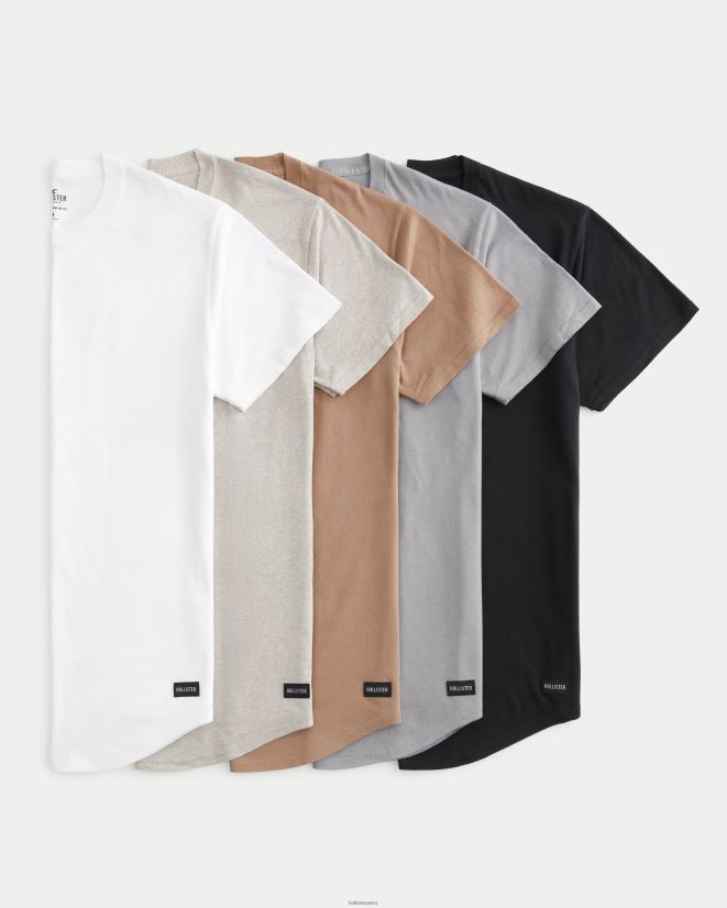 educación física Hollister paquete de 5 camisetas largas con dobladillo redondeado multi 086N62811 hombres tapas