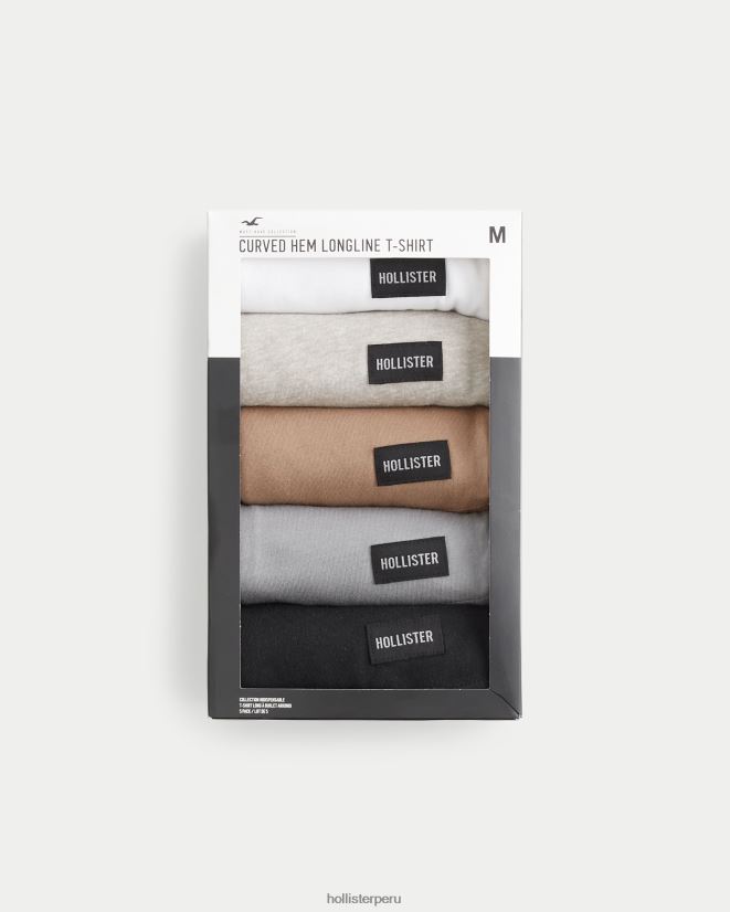 educación física Hollister paquete de 5 camisetas largas con dobladillo redondeado multi 086N62811 hombres tapas