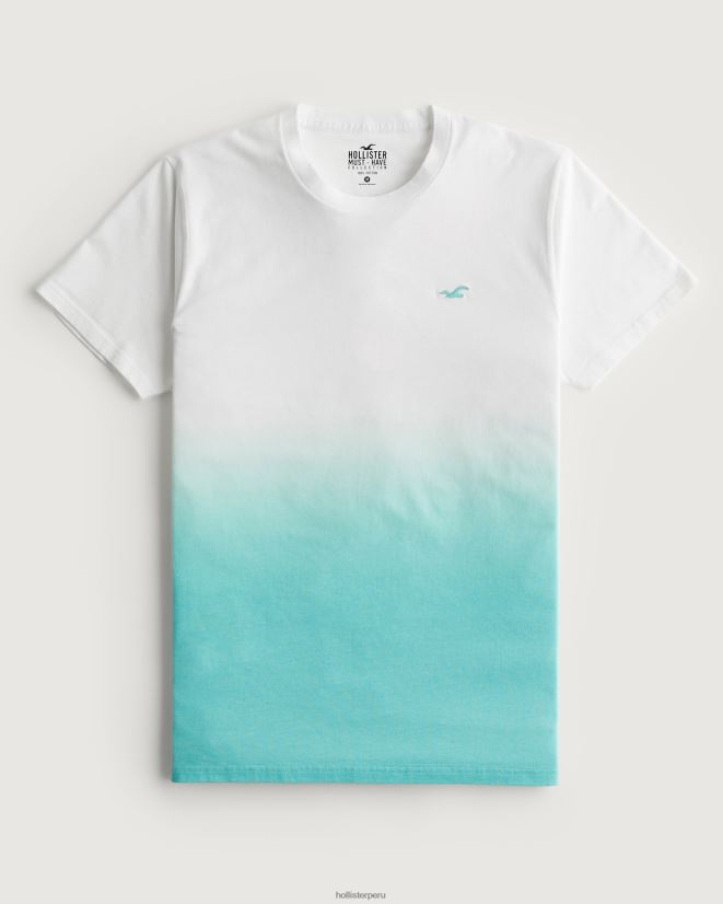 educación física Hollister playera con ícono del logo sombreado blanco a menta ombre 086N62905 hombres tapas