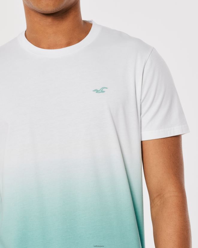 educación física Hollister playera con ícono del logo sombreado blanco a menta ombre 086N62905 hombres tapas