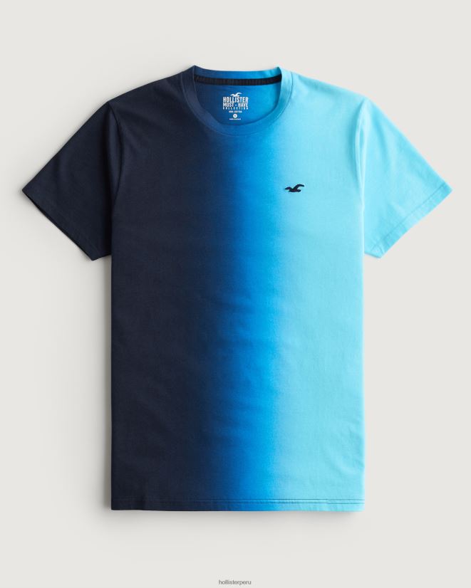 educación física Hollister playera con ícono del logo sombreado ombre azul marino a turquesa 086N62861 hombres tapas