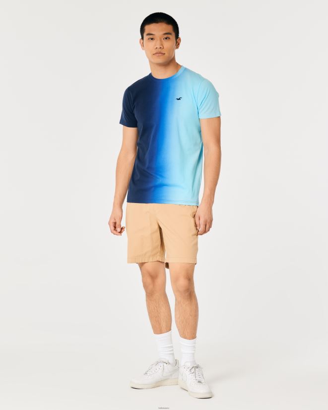 educación física Hollister playera con ícono del logo sombreado ombre azul marino a turquesa 086N62861 hombres tapas