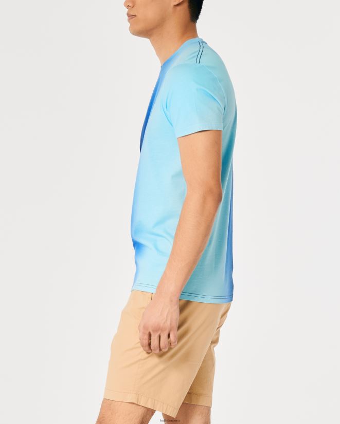 educación física Hollister playera con ícono del logo sombreado ombre azul marino a turquesa 086N62861 hombres tapas