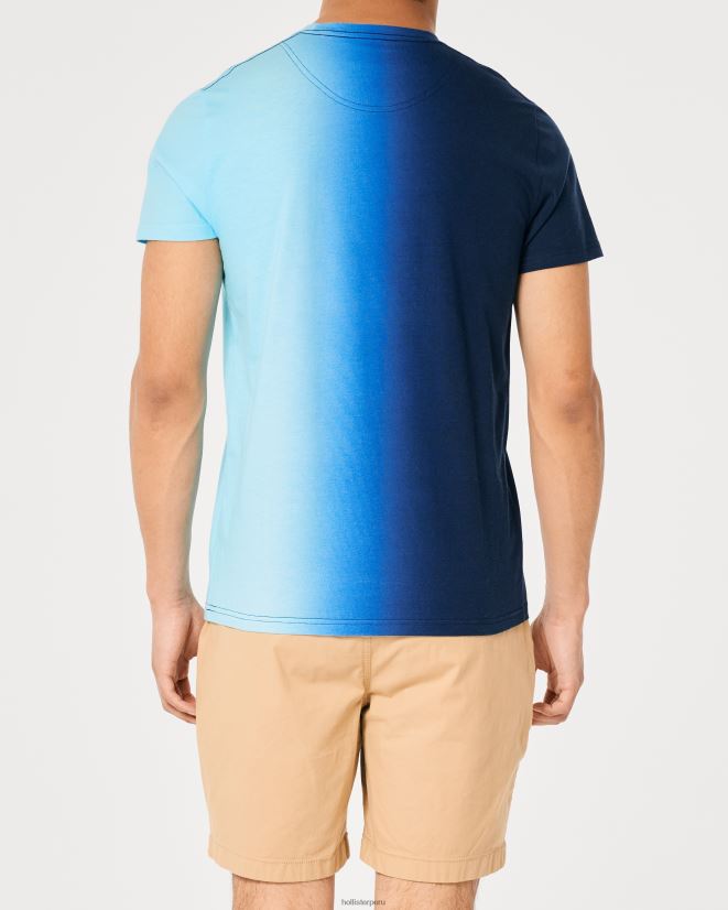 educación física Hollister playera con ícono del logo sombreado ombre azul marino a turquesa 086N62861 hombres tapas