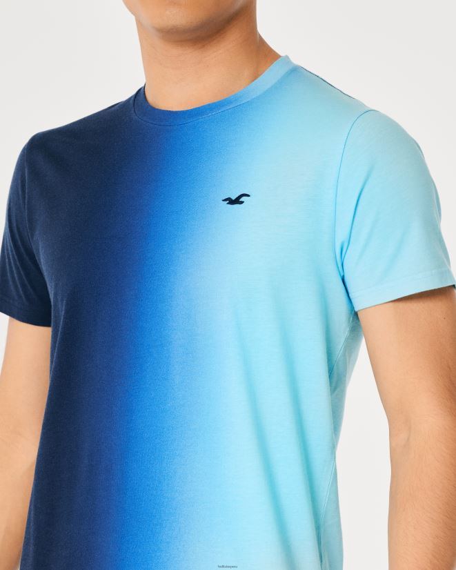 educación física Hollister playera con ícono del logo sombreado ombre azul marino a turquesa 086N62861 hombres tapas