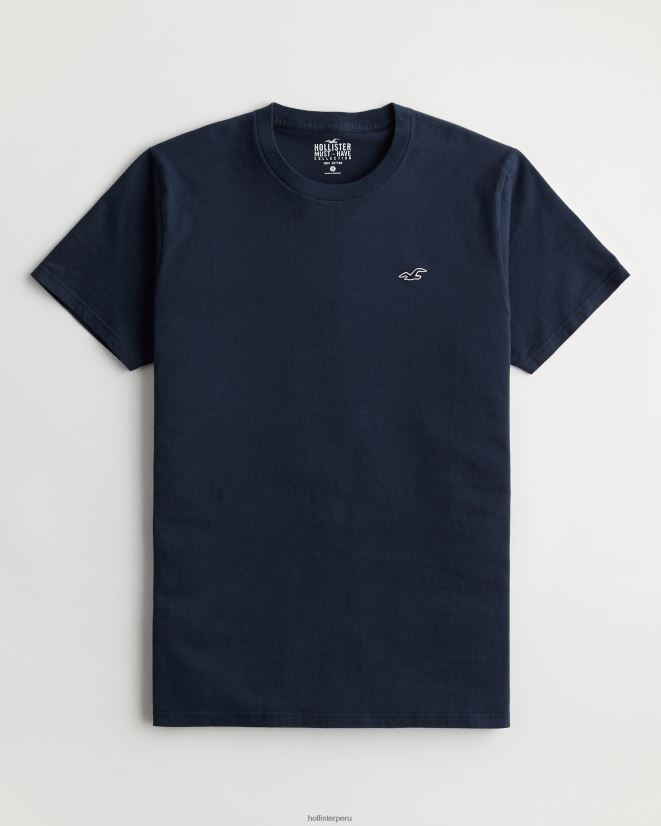 educación física Hollister playera con cuello redondo y logo icónico Armada 086N62794 hombres tapas