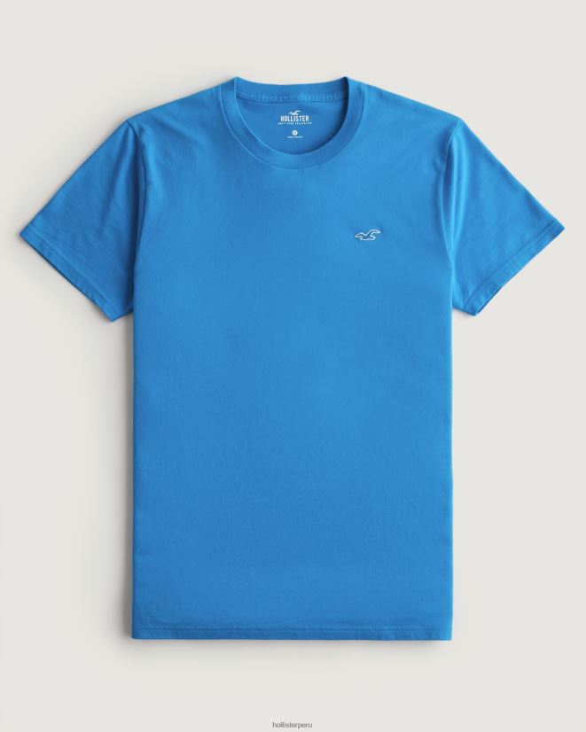 educación física Hollister playera con cuello redondo y logo icónico azul 086N62806 hombres tapas
