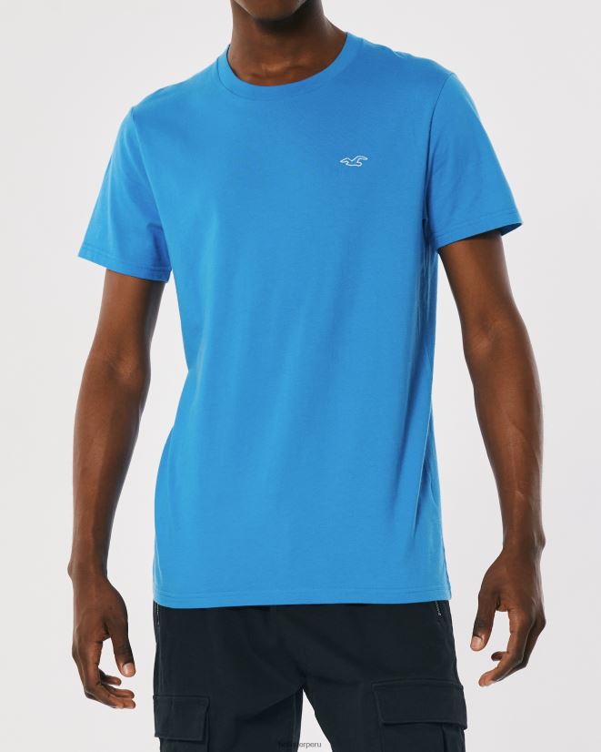 educación física Hollister playera con cuello redondo y logo icónico azul 086N62806 hombres tapas