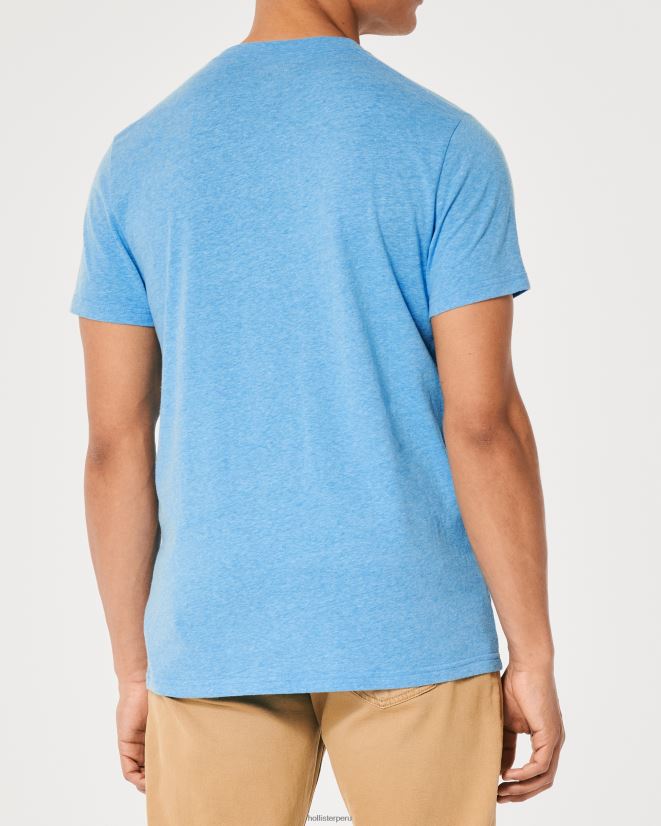 educación física Hollister playera con cuello redondo y logo icónico azul jaspeado 086N62834 hombres tapas