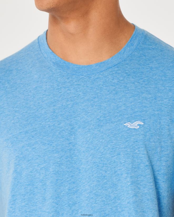 educación física Hollister playera con cuello redondo y logo icónico azul jaspeado 086N62834 hombres tapas